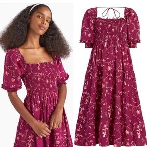 Hill House The Nesli Nap Dress (Burgundy Botanical)
